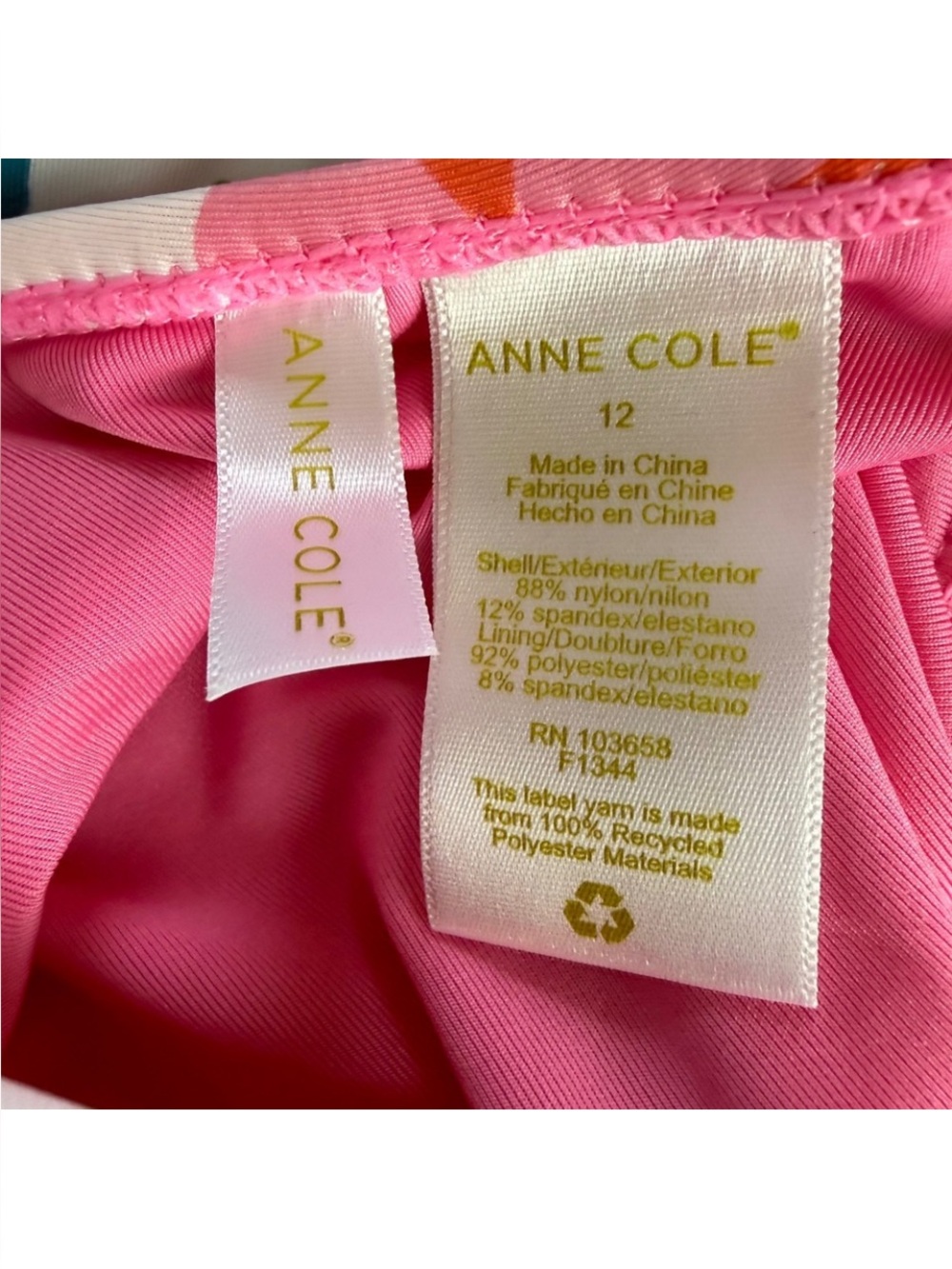 Anne Cole Pretty Floral One-Piece Swimsuit in Pink, Blue, Green, Yellow. 12 NWOT - Picture 2 of 8
